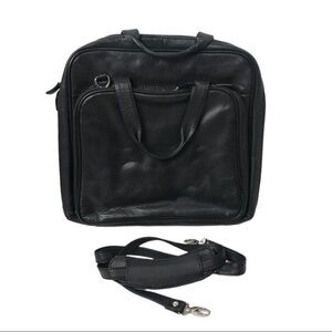 Osgoode Marley black leather laptop bag work bag with strap